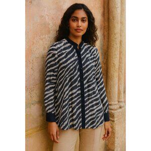 Bob Mackie 100% Silk Wearable Art Zebra Print Button-Up Blouse Size Large